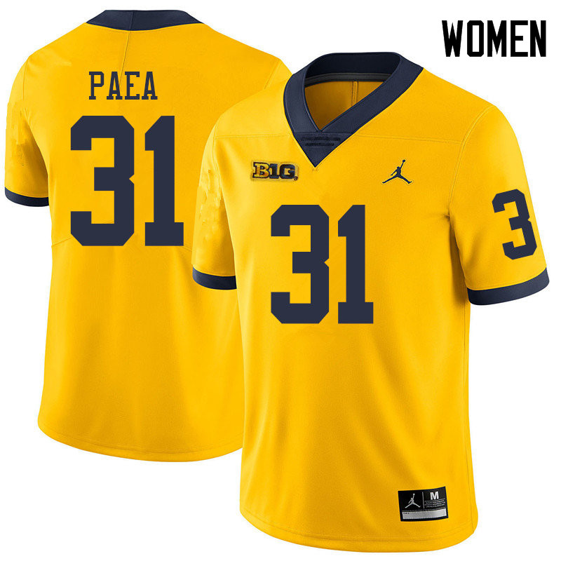 Jordan Brand Women #31 Phillip Paea Michigan Wolverines College Football Jerseys Sale-Yellow